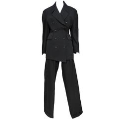 Vintage Mugler Black Chiffon Suit 