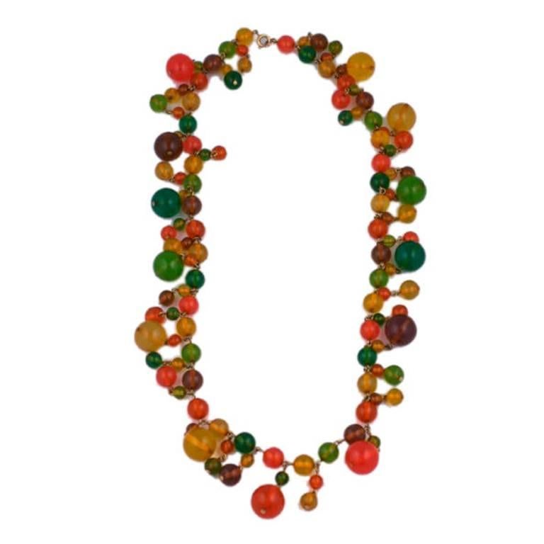 Bakelite Festive Summer Bead Necklace For Sale
