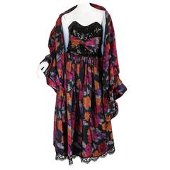 1980s Geoffrey Beene Sequined Silk Dress with Shawl 12