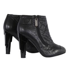 Chanel Black Quilted Leather Ankle Boot