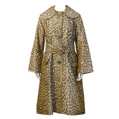 Vintage 1960's Anonymous Leopard Print Silk Raincoat 