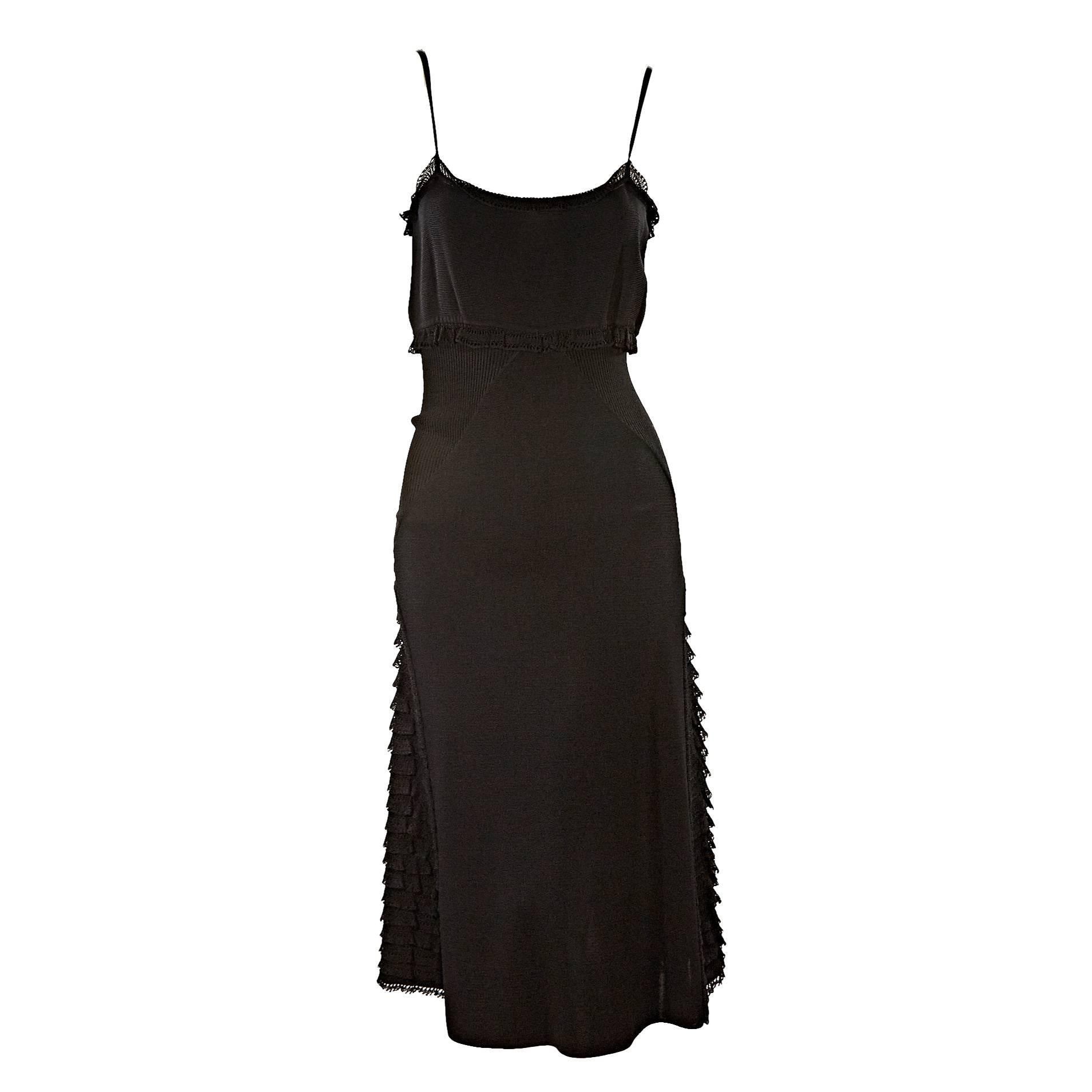 Valentino Black Knit Spaghetti Strap Dress