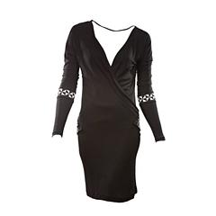 Emilio Pucci Black Viscose Dress w/ Rhinestone Applique