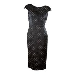 Christian Dior Black Polka Dot Cap Sleeve Sheath Dress
