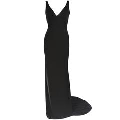 ALEX PERRY Black Stretch Jersey Gown with Train Size 8