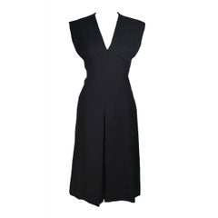 MOLLIE PARNIS 1960's Black Linen A-Line Shift Dress Size 10