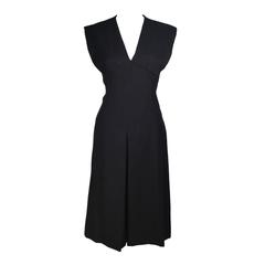 MOLLIE PARNIS 1960's Black Linen A-Line Shift Dress Size 10 9
