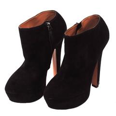 Alaia black suede boots with extreme high heel, Sz 9.5