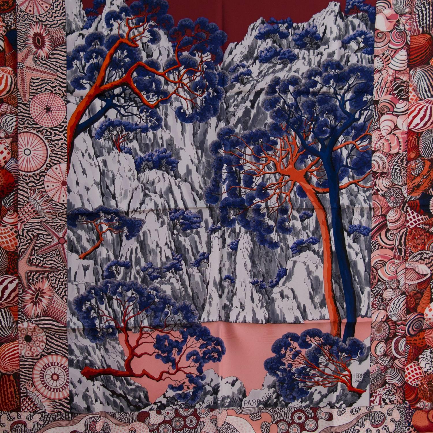 Hermes Carrs Twill Sieste au Paradis Rosso, Blu, Corallo 2015.