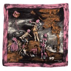 Vintage Jeanne Lanvin by Castillo Printed Silk Scarf