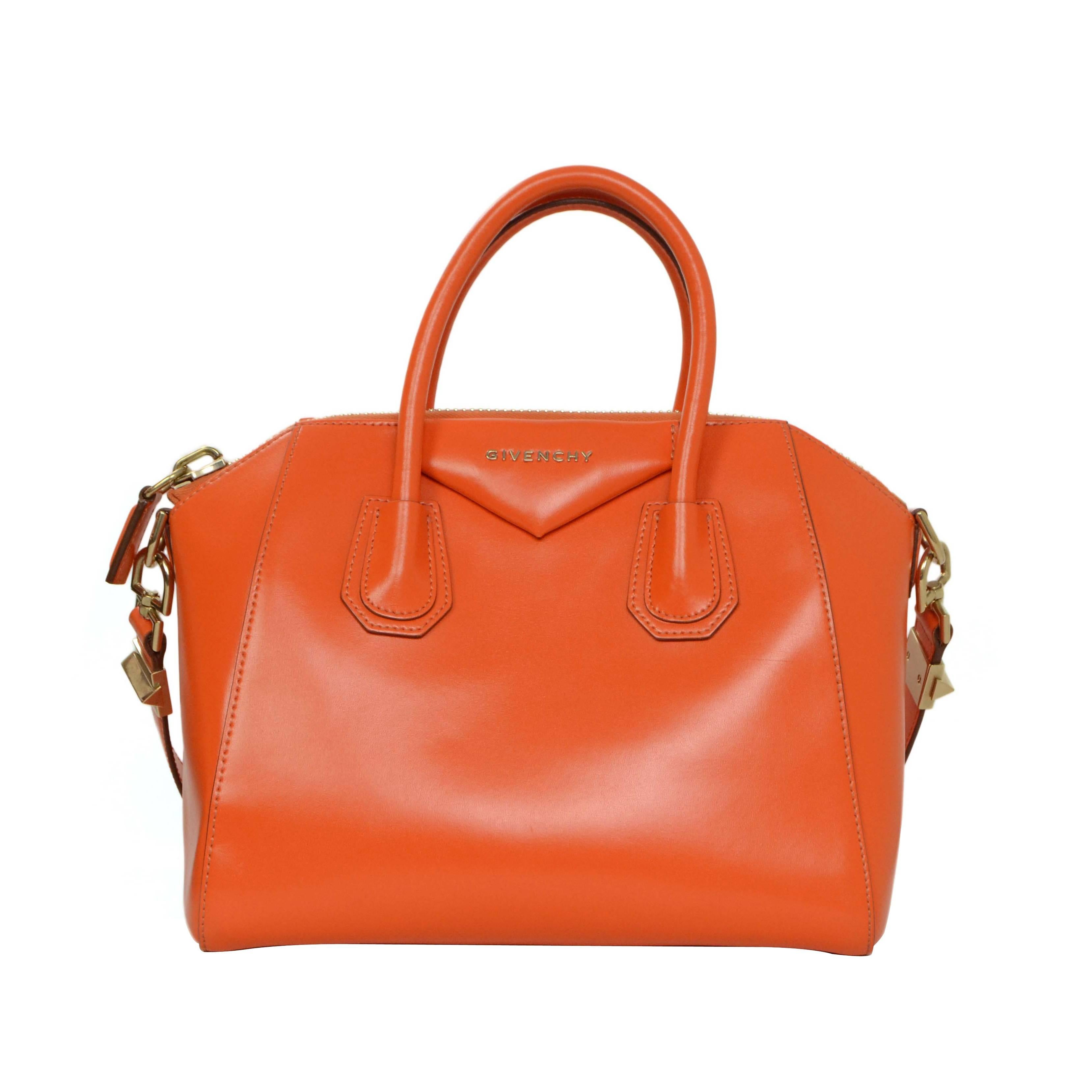 Givenchy Orange Leather Small Antigona Bag GHW