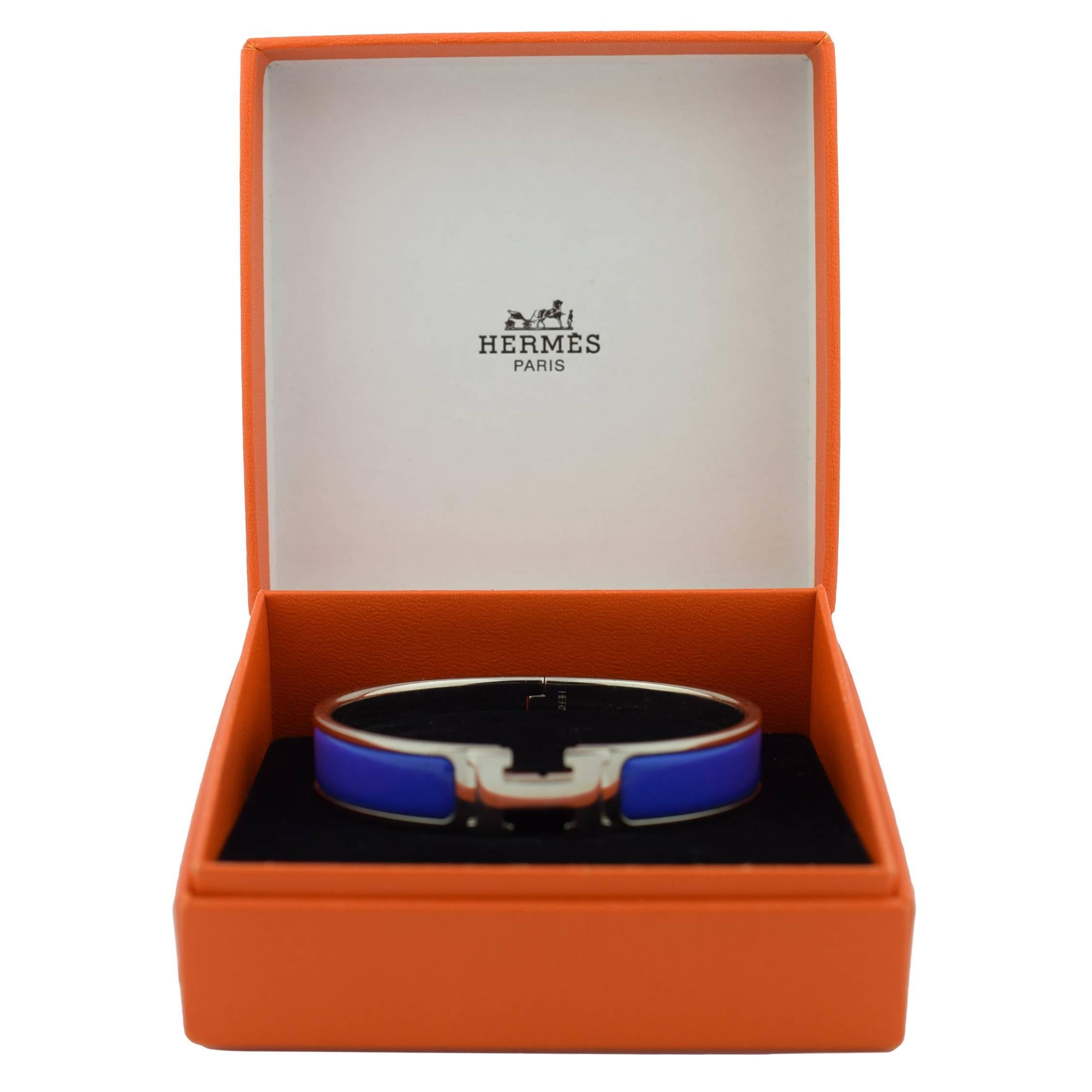 Hermes Purple Enamel Clic H Bracelet in GM size.