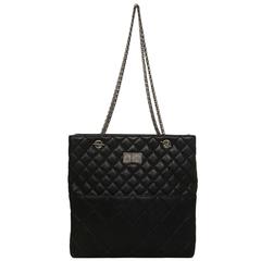 Chanel Iridescent Black Quilted Re-Issue 2.55 Tote Bag SHW rt $3, 200