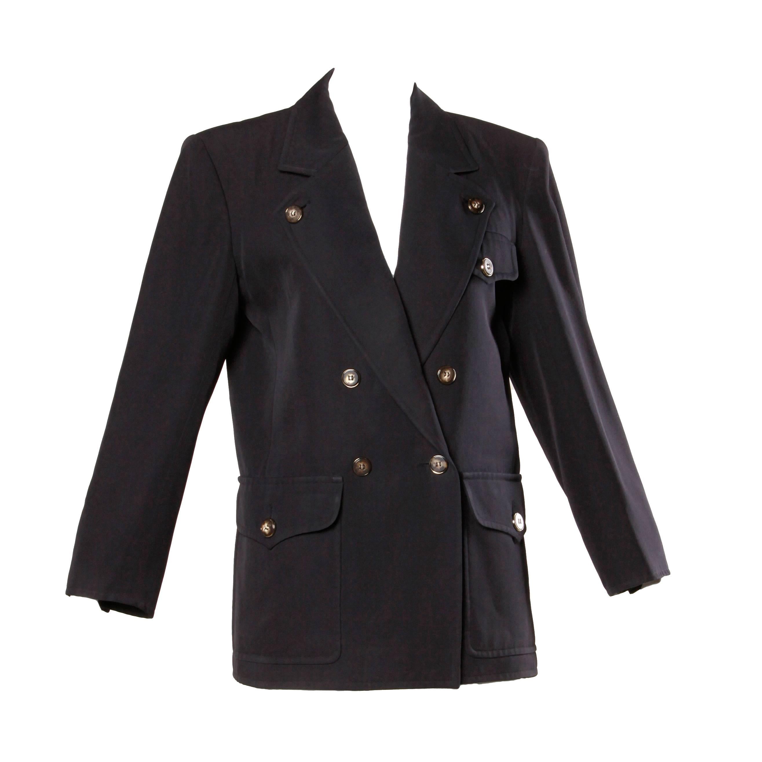Yves Saint Laurent Rive Gauche Vintage Wool Boyfriend Blazer Jacket For Sale