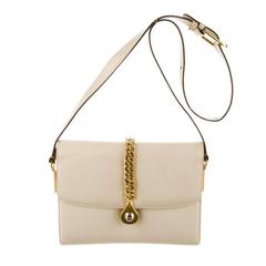 Gucci Ivory Nude Leather Gold Chain Hardware Flap Shoulder Bag