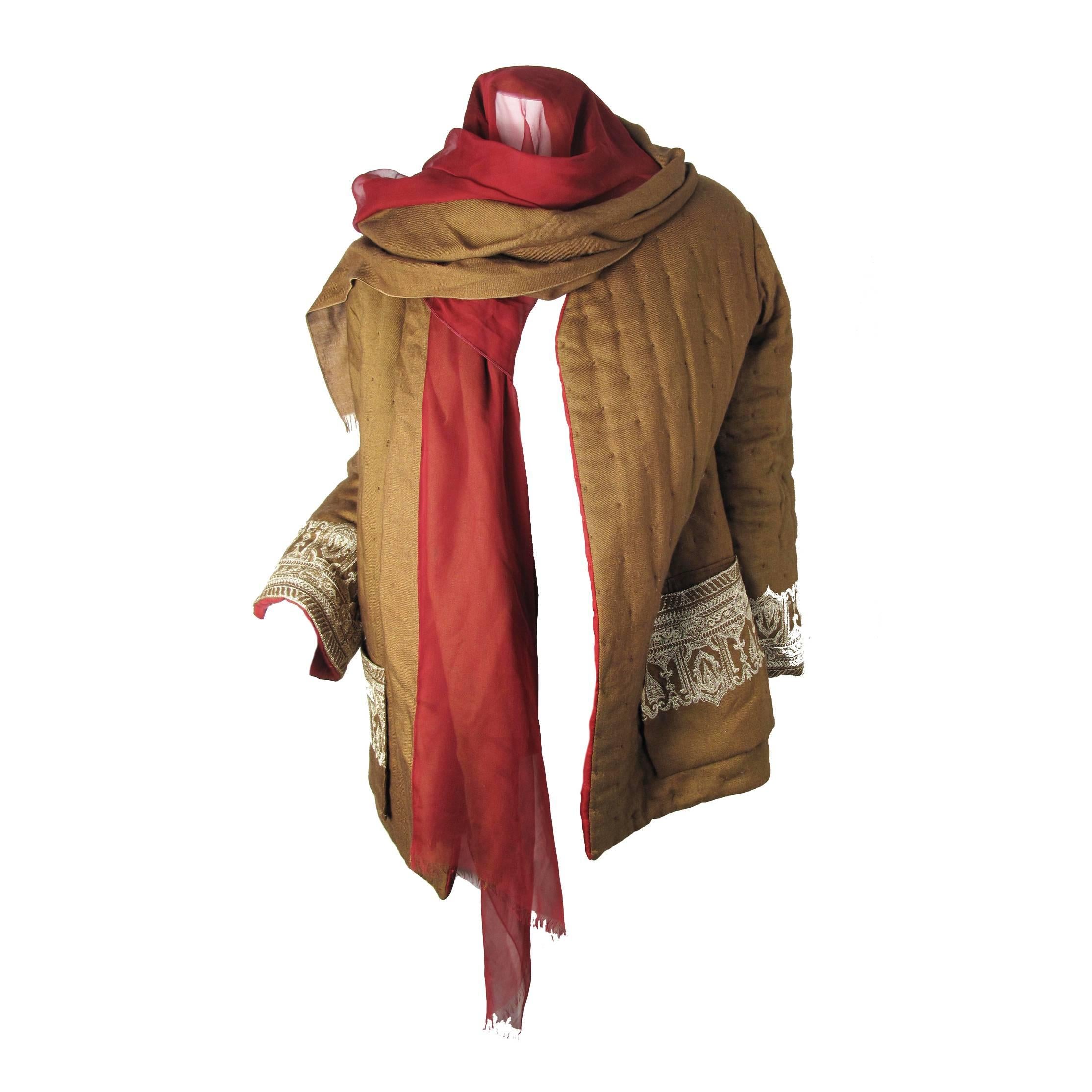 Gianfranco Ferre Reversible Coat with attached Scarf / Head Scarf  