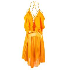 Tom Ford for Yves Saint Laurent Spring 2004 RTW Orange Silk top and skirt set