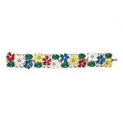 Vintage Multicoloured Trifari Field of Flowers Bracelet