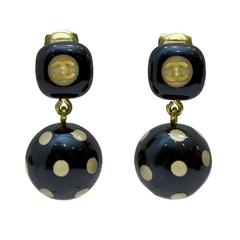2000's Chanel Polka Dot Drop Earrings 7