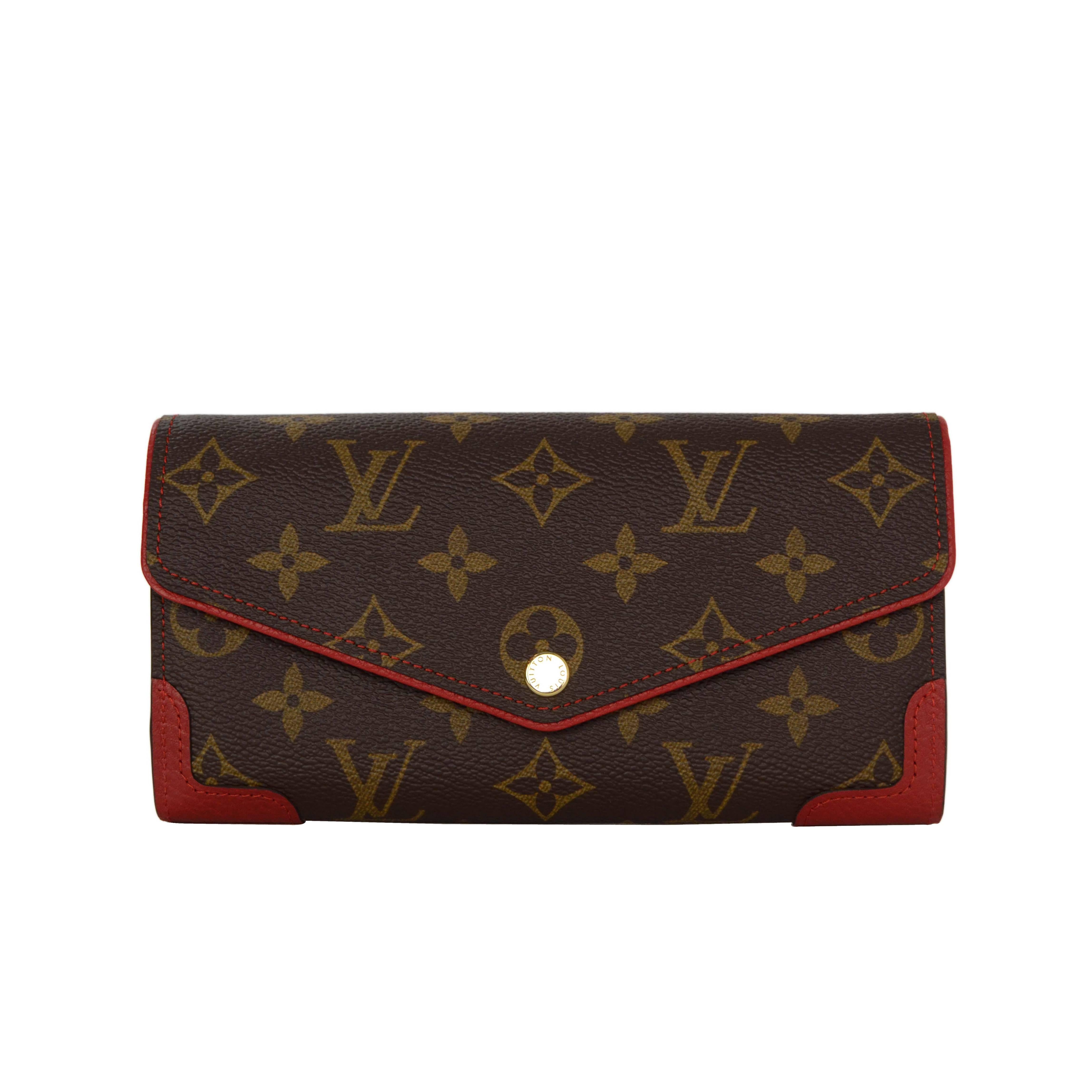 Louis Vuitton Monogram Sara Retiro Wallet With Red Leather Trim