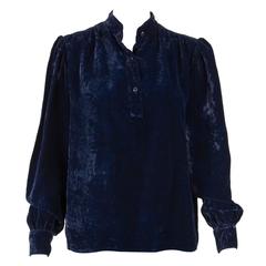 1977s Iconic Saint Laurent Russian Collection Silk Velvet Top at 1stDibs