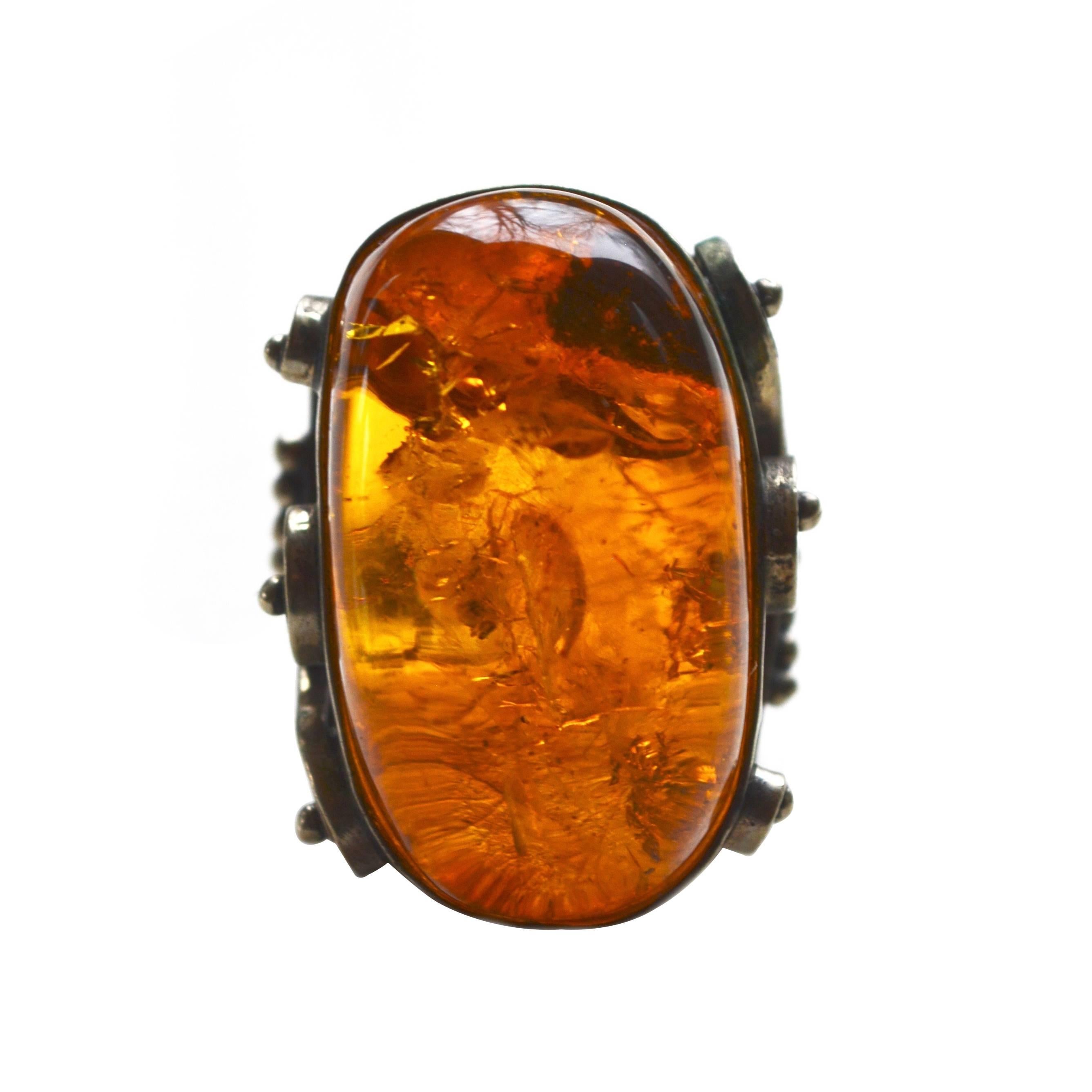 Large Latvian Amber Ring 