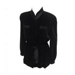 Valentino Vintage Black Velvet Ladies Jacket with Black Silk detailing