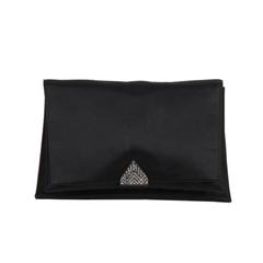 CHRISTIAN DIOR Retro 50s Black Satin EVENING BAG Clutch RHINESTONES w/Gloves 