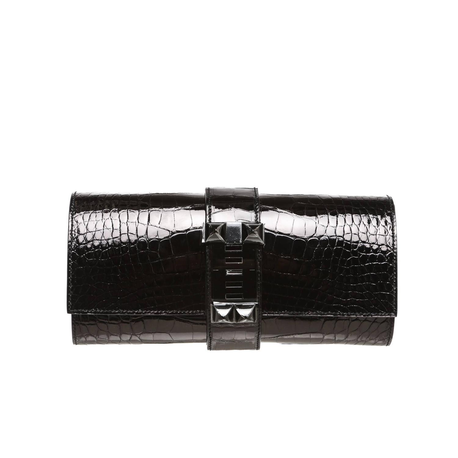 Hermes Black Alligator Medor 23cm So Black Clutch Handbag For Sale ...  