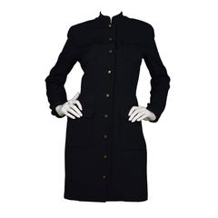 Chanel Vintage Navy Long Military Jacket sz 40