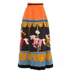 Youssef Rizkallah for Malcolm Starr Caspian Sea Carousel Maxi Skirt Circa 1970's