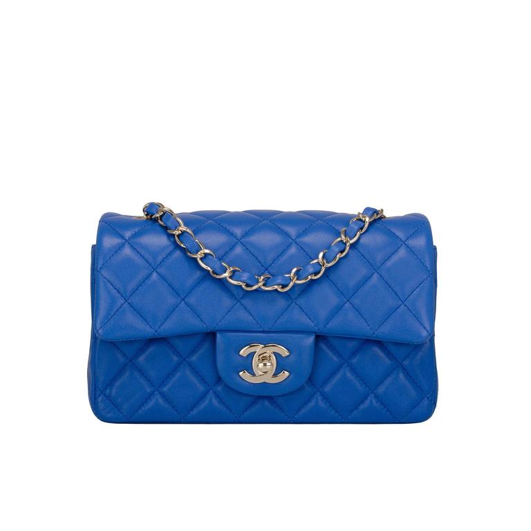 Chanel Blue Quilted Lambskin Rectangular Mini Classic Shoulder/Crossbody Bag  at 1stDibs