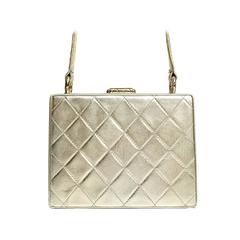 Chanel Platinum Quilted Leather Box Bag 6
