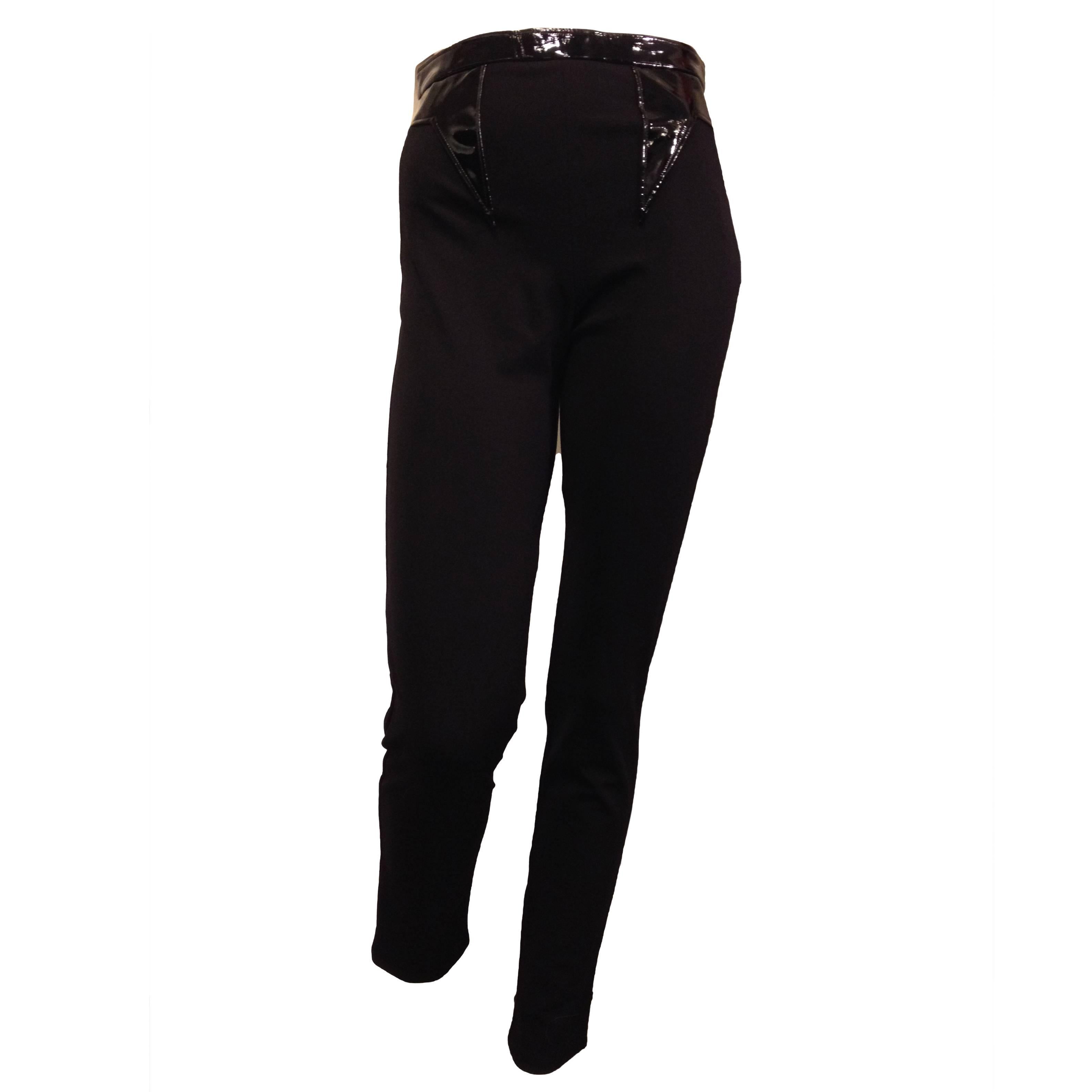 Givenchy Black Stretch Pant with Patent Inset