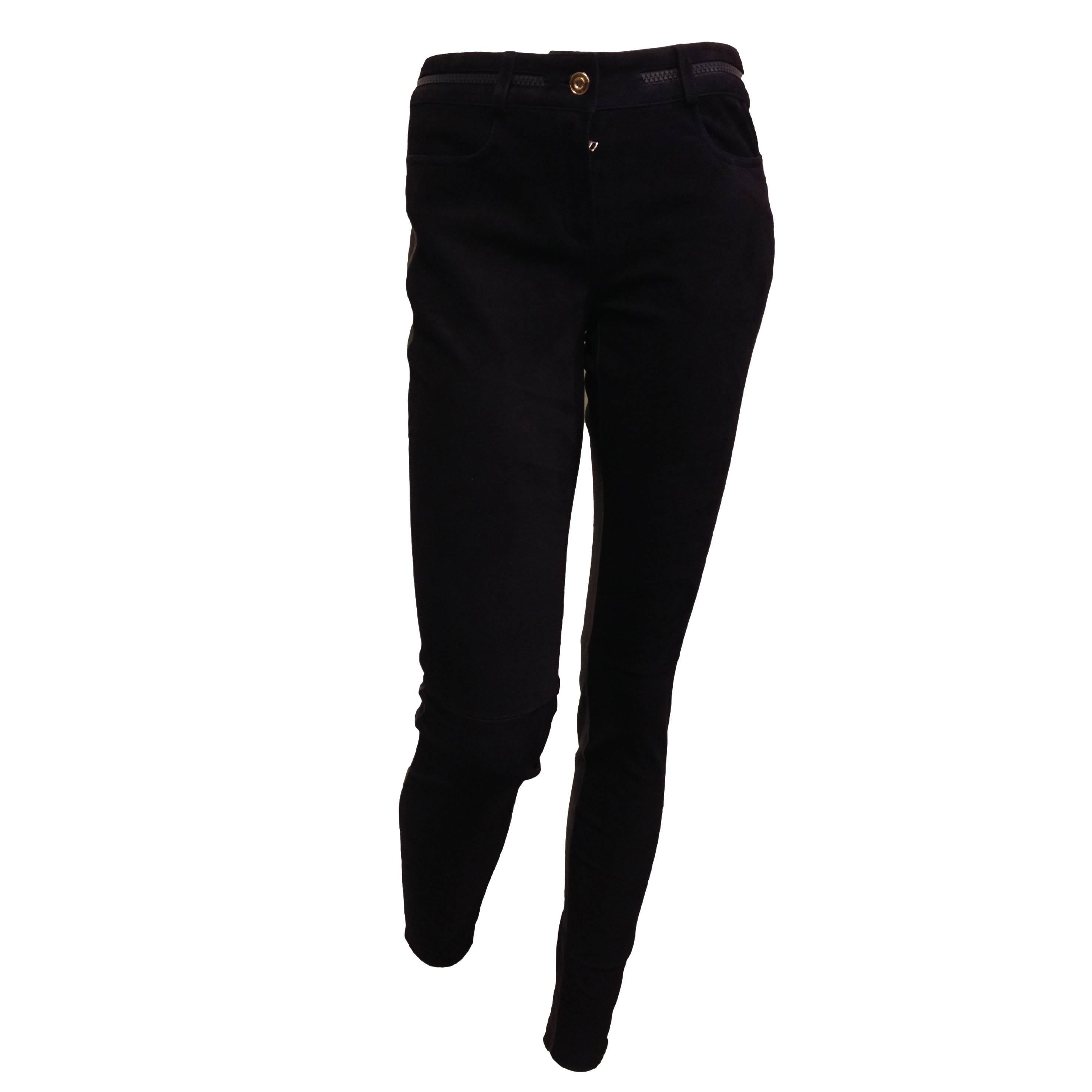 Givenchy Navy Suede and Black Leather Leggings