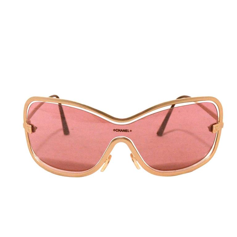 Chanel Rare Gold Floating Frame Sunglasses For Sale at 1stDibs