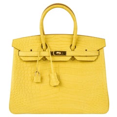 Hermes Birkin 35 Bag Matte Mimosa Yellow Gold Hardware Crazy Fabulous