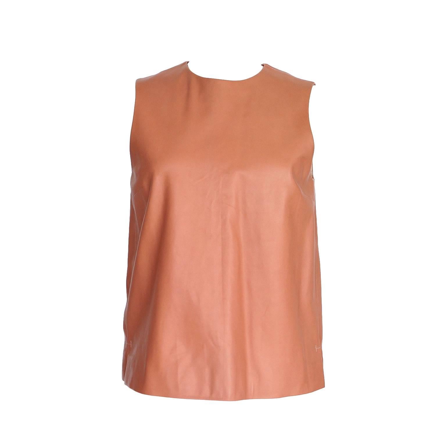The Row Top Dusty Rose Pink Leather Sleek Perfection  6 nwt