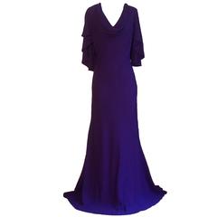 Alexander McQueen Violet Purple Cape Back Gown