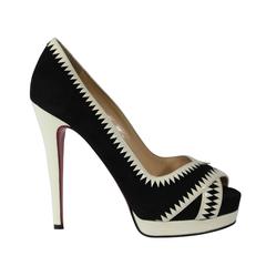 Christian Louboutin Black and White Suede Pumps