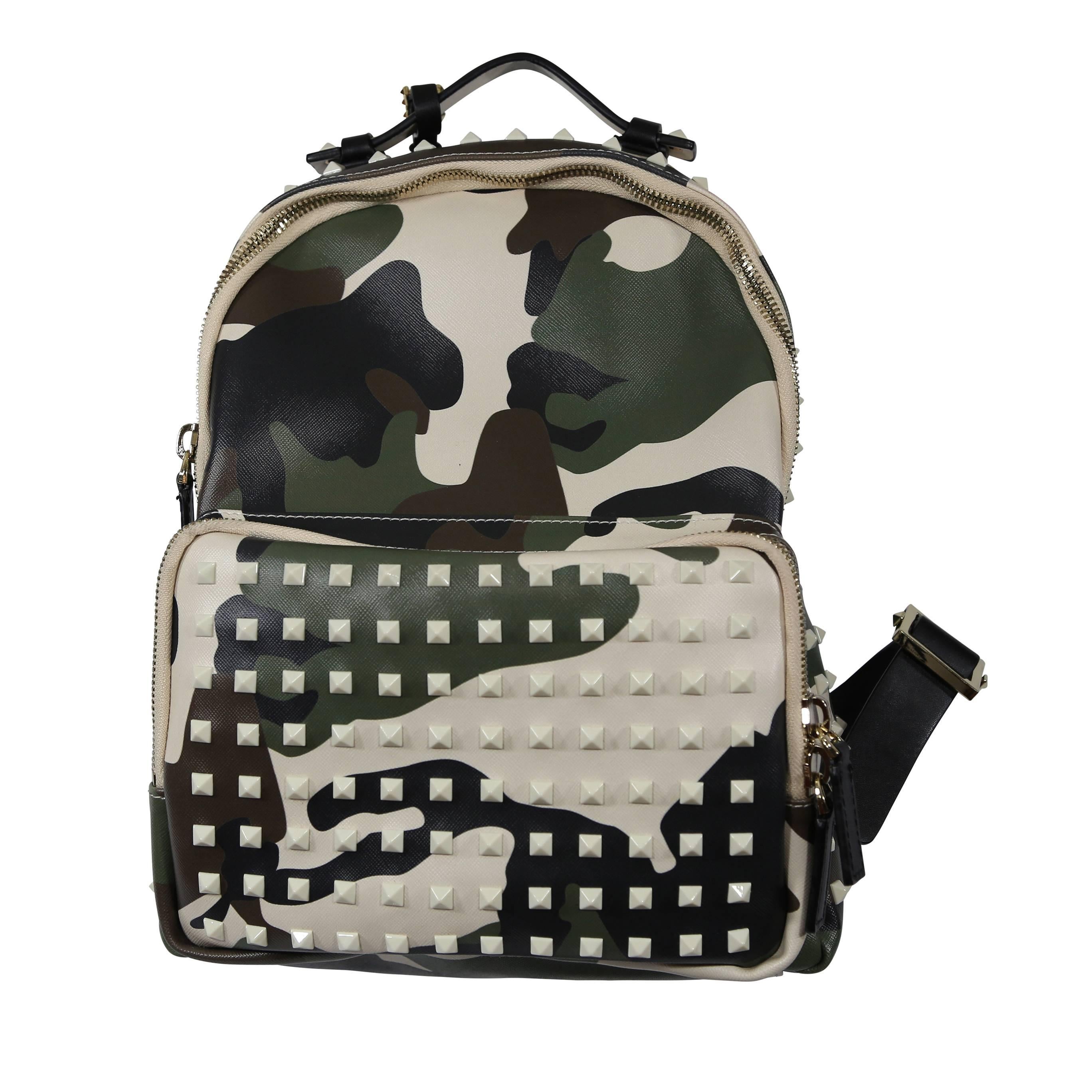 Valentino Camouflage Leather Studded Backpack