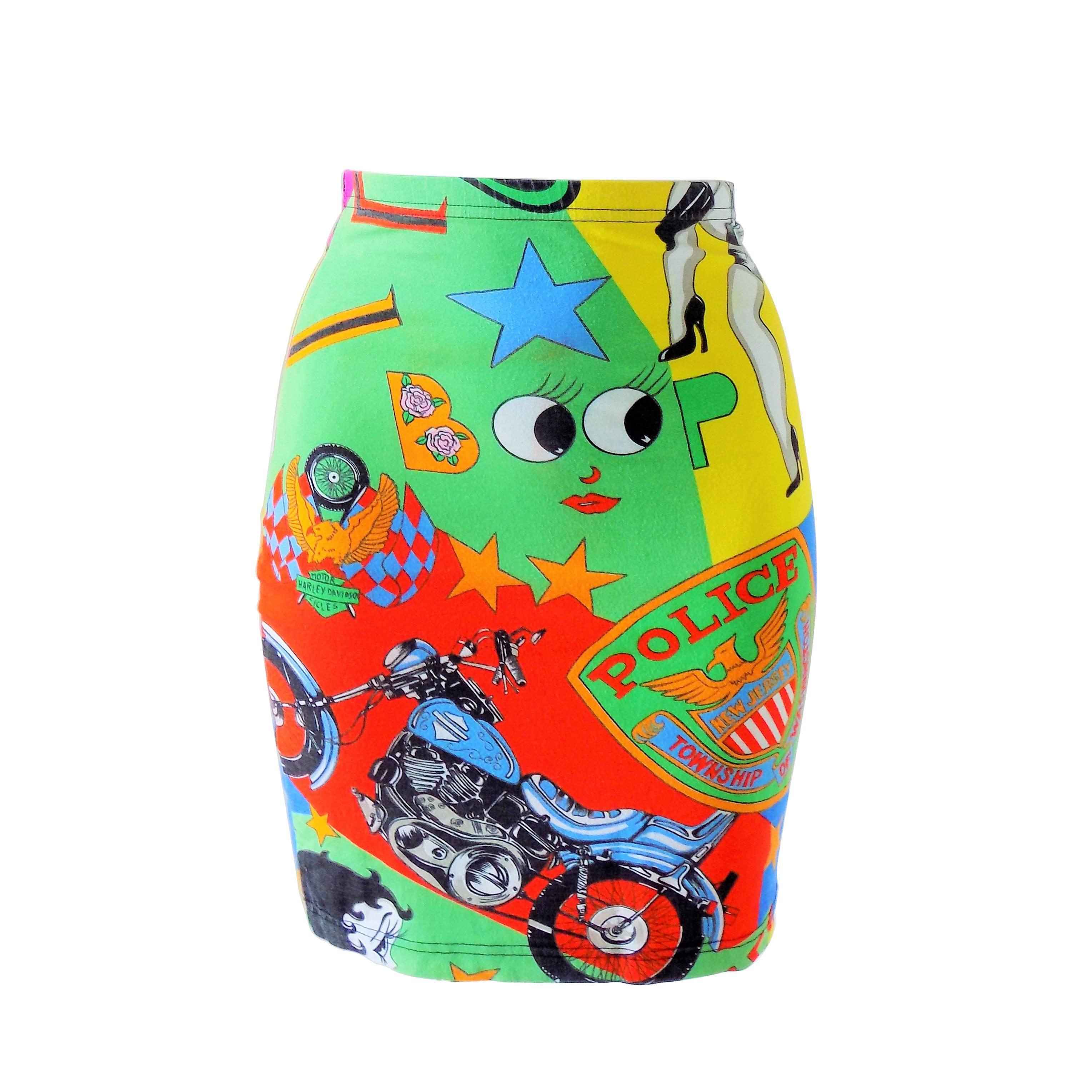 1980s Gianni Versace Iconic Betty Boop multicoloured skirt