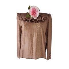 1980s Red Valentino by Valentino brown shirt with pink flower NWT 7