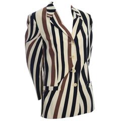 Mondi Vintage Blazer Abstract Stripes Jacket 38 Cotton Lined Size 8