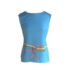 Roberta di Camerino Blue Signature Belt Print T-Shirt