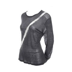 Vintage Donna Karan Beaded Sweater Top Rayon Linen Semi Sheer Medium 2