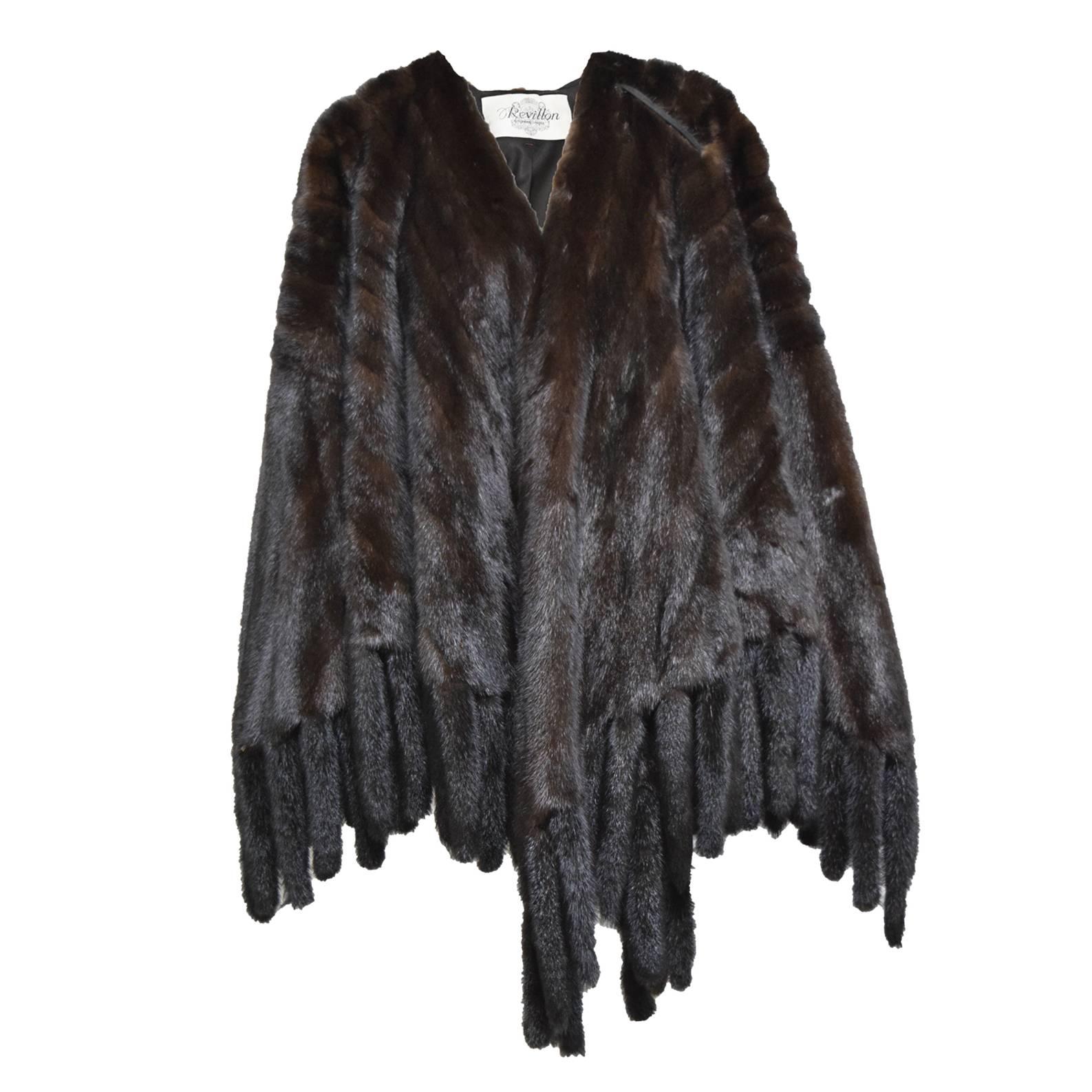 Revillon Mahogany Sable Cape with Mink Tail For Sale