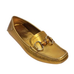 Gucci 2000s Gold Loafers with Bamboo 