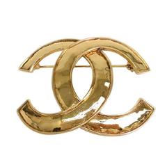 Chanel CC Gold Metal Smooth Pin Brooch