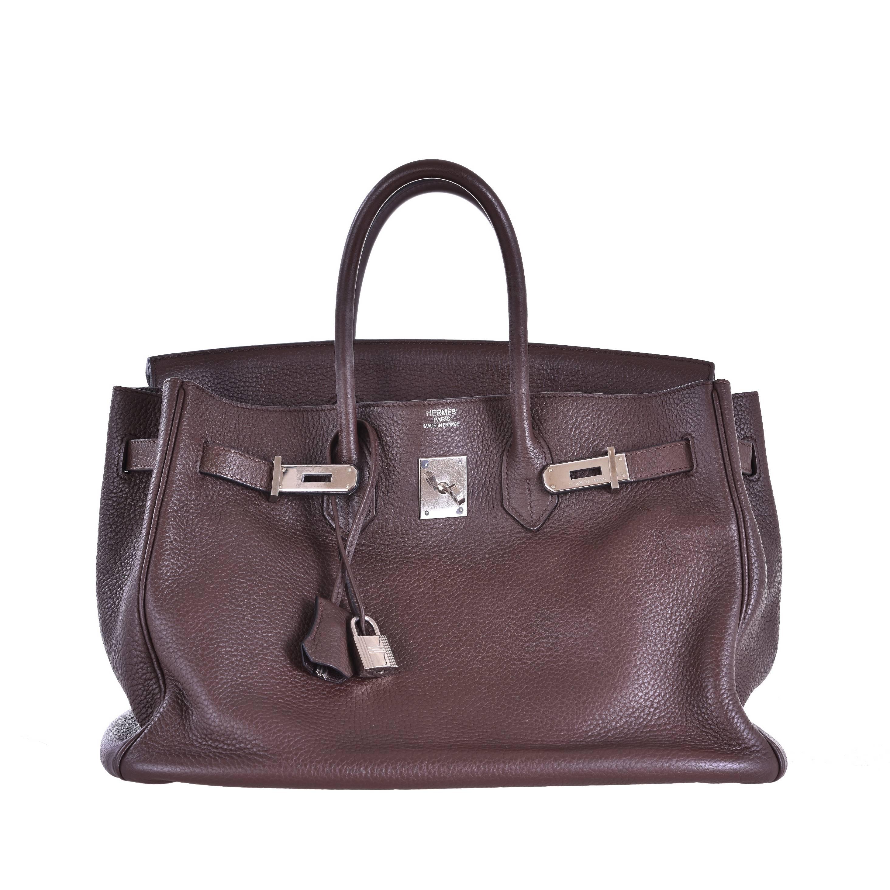 Hermes 35cm Birkin Bag Ebene Clemence Leather Birkin JaneFinds